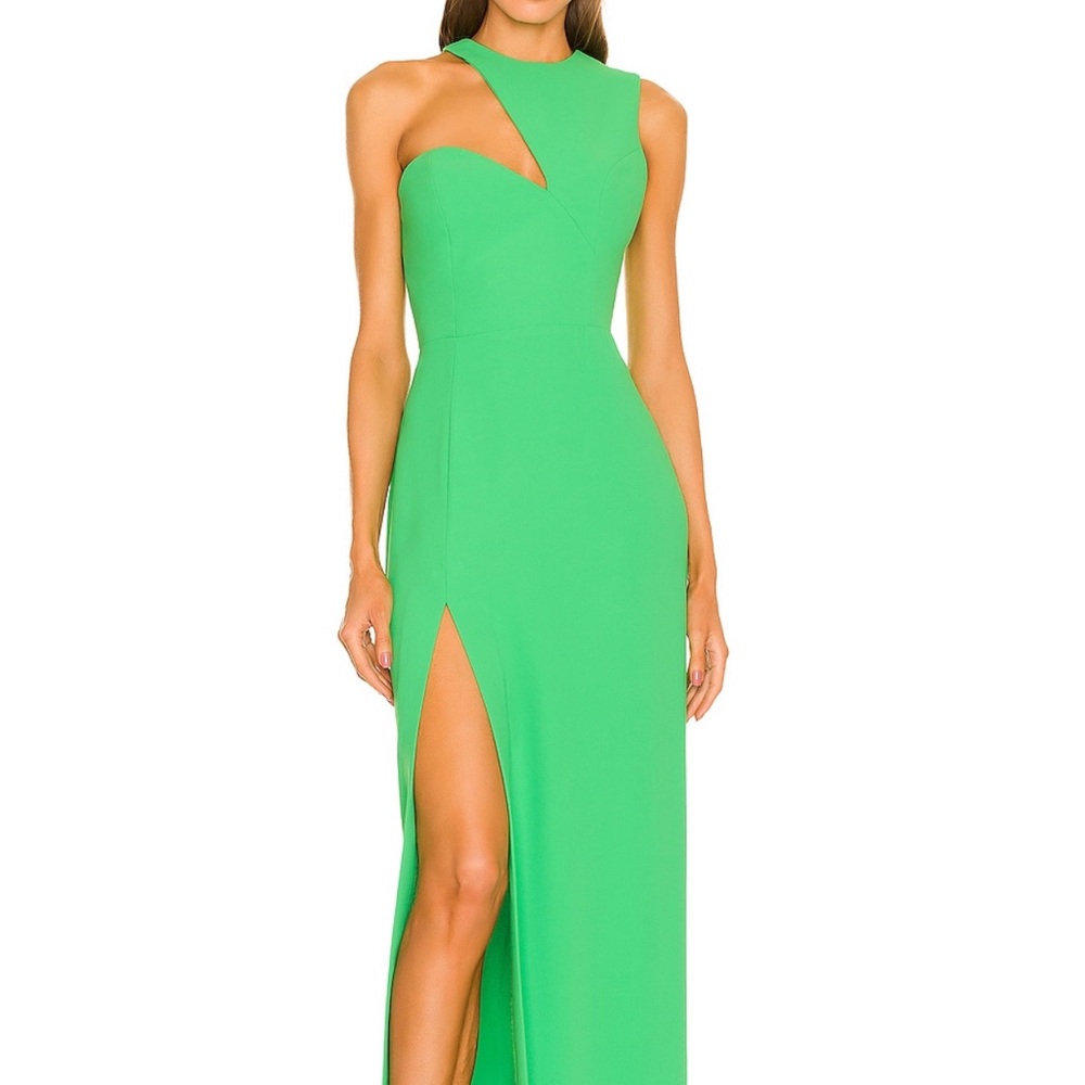 Asymmetric Cutout Green Evening Dress